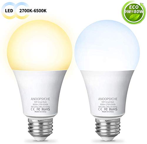 Bombilla-Inteligente-2700K-6500K-Wifi-LED-Bombillas-9W-800LM-Funciona-con-Amazon-Alexa-Echo-Google-Home-Bombilla-blanca-suave-y-blanca-fra-Regulable-No-se-requiere-hub-E27-Anoopsyche-paquete-de-2