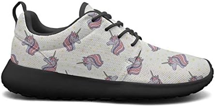 LOKIJM are The Unicorn Facts Real Horse Images Black Gym Shoes for Women Nursing Shock Absorption Running Shoes for Girls