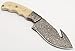 GladiatorsGuild 65- Custom Handmade Damascus Steel Skinner 9 Inch Hunting Knife Fixed Blade Skinning Knife with Gut Hook with Sheath (White Bone)