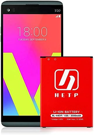 HETP LG V20 Battery 3300mAh Upgraded HETP Internal Li-Polymer Spare Backup Battery for LG V20 [BL-44E1F US996 H910 H918 VS995 LS997 Battery -18 Month Warranty