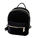 Kemilove Women Girls Floral Printing PU Leather Shoulder Bag Backpack (Gold Velvet# Black)
