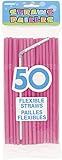 Flexible Plastic Drinking Straws, Hot Pink, 50ct