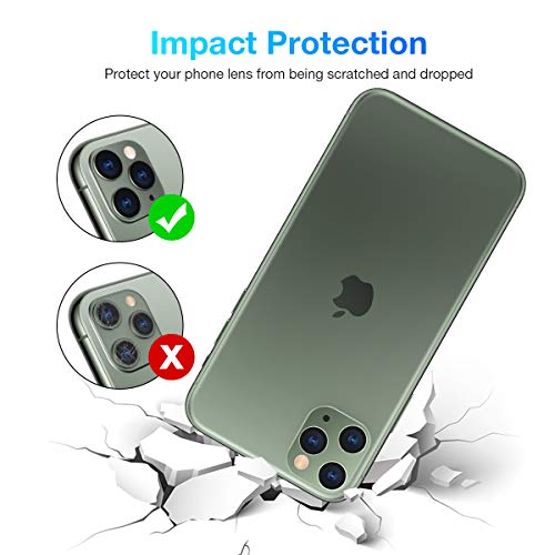 Tensea Compatible iPhone 11 Pro/iPhone 11 Pro Max Camera Lens Protectors, Aviation Aluminum Rear Cover and Tempered Glass Film Back Screen Protectors, 2 Pack (Midnight Green)