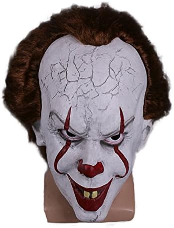 Full Head Clown Cosplay Mask Semi Soft Latex Helmet Halloween Props (B)