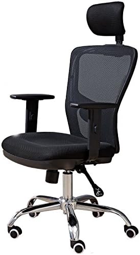 High Back Mesh Office Chair with Adjustable Headrest and Lumber Support, Black