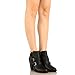 West Blvd Womens Strappy Chunky Block Heel Ankle Buckle Bootie Boots (7 B(M) US, Blackv1 PU)