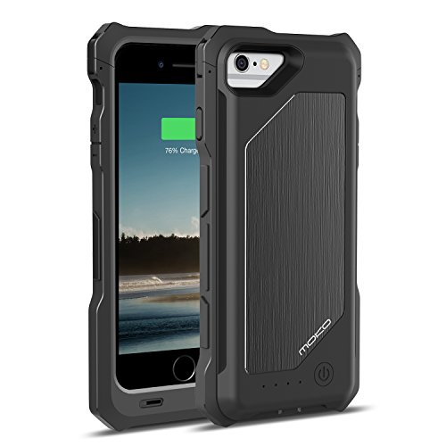 MoKo Battery Case for iPhone 7 / 6s / 6 - Portable 3500mAh Brushed Protective Charger Charging Case with Removable / Rechargeable Power Cover for iPhone 7 / 6s / 6 4.7" [MFI Apple Certified], BLACK