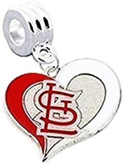CHARM ST LOUIS CARDINALS BASEBALL TEAM HEART CHARM 7/8" ACROSS x 7/8" IN LENGTH SLIDE PENDANT FOR YOUR NECKLACE EUROPEAN CHARM BRACELET (Fits Most Name Brands) JEWELRY DIY PROJECTS ETC