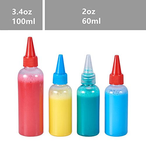 BENECREAT 20 Pack 2 Ounce Plastic Tip Applicator Bottle Squeeze
