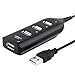 DHB 4 Port Mini USB 2.0 Hub for Laptop PC High Speed 480Mbps Black