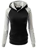 Unisex Contrast Raglan Hoodie String Connect Pocket Long sleeve Tshirts