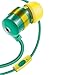 GOgroove AudiOHM HF Earbud Headphones with Mic, Deep Bass, & Comfortable Ear Gels (Green & Gold) in-Ear Earphones Featuring Noise Isolating Design, Durable Alloy Driver Housing, Ergonomic Angled Fit