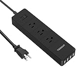TESSAN 3 Outlet Surge Protector(1700J) Power Strip with 4 USB Ports(20W) Charging Station 5 Ft Cord for iPhone 6s/6/6 plus, iPad Air 2/Mini 3, Samsung Galaxy S6/S6 Edge/Note 5, HTC M9, Nexus-Black