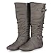 Twisted Women's Faux Leather Slouchy Buckle Strap Mid Calf Boots - VAN0109 GREY, Size 10