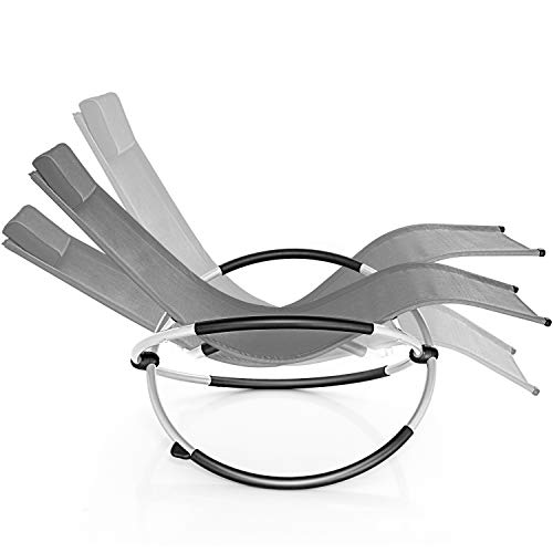 tillvex Relaxliege Gartenliege faltbar | Liegestuhl wetterfest | Schwungliege 180 kg Belastung | Gartenstuhl atmungsaktiv (Anthrazit) – Bild 6