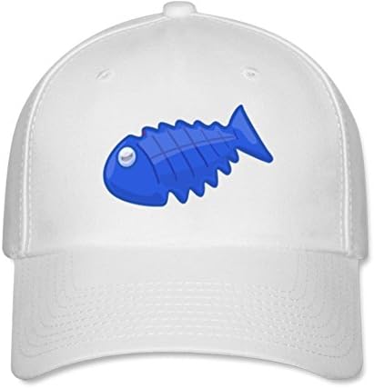 Junny Blue Fish Bones Snapback Hat - Hip Hop Baseball Cap CM White
