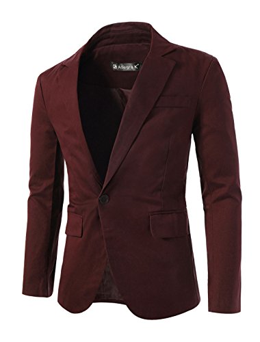uxcell Men Long Sleeved Padded Shoulders Split Back Leisure Blazer S Burgundy