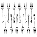 New Star Foodservice 58642 Stainless Steel Rose Pattern Dinner Fork, 7.2-Inch, Set of 12...