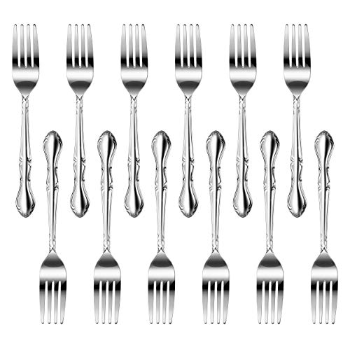 New Star Foodservice 58642 Stainless Steel Rose Pattern Dinner Fork, 7.2-Inch, Set of 12...
