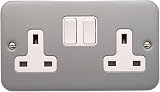SHPELEC 13A Premium Switched Metal Clad Double Socket 2 Gang BS Standard view 2