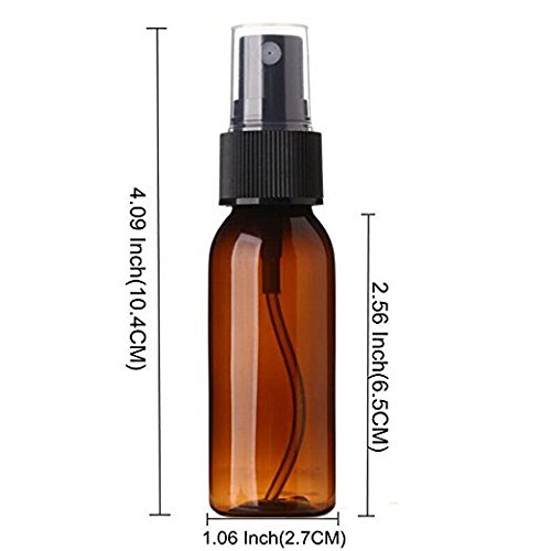 JJKMALL-Empty Plastic Fine Mist Spray Bottle 30ML Aguder 1oz Perfume Make Up Portable Refillable Sprayer Bottles Cosmetic Atomizers (6 Pack) (Amber) Free 1pcs pipette