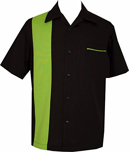 BeRetro Bowling Retro Camp Short-Sleeve Men's USA Made Shirt ~ LimeShock (XL)