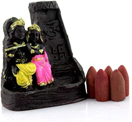 Brahmz Meditating Radha Kishan Backflow Smoke Fountain Incesne Holder 10 Cones