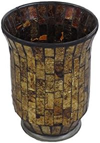 Firefly Home Collection Mosaic Candle Holder, 5 x 5 x 6", Gold