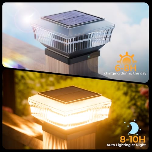 Quntis 30 LED Solar Post Caps, 4 Pieces, 3 Colours 3000-6500K, Solar Post Cap Lights IP65 Waterproof Post Cap for Fences, Pillars, Terraces
