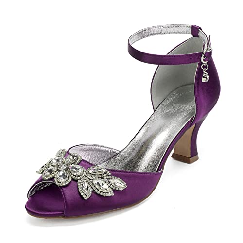 Handläufe Women Satin Wedding Shoes for Bride Ladies Open Toe Pumps Wedding Shoes Prom Party Wedding Bridal Bridesmaid Shoes