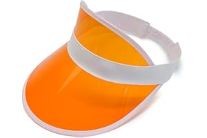 Unisex Kids Sun Visors Plastic Clear Cap Candy Color Transparent Elastic Visor Cap Colorful Sun Hat Empty Top Hat, Orange, On