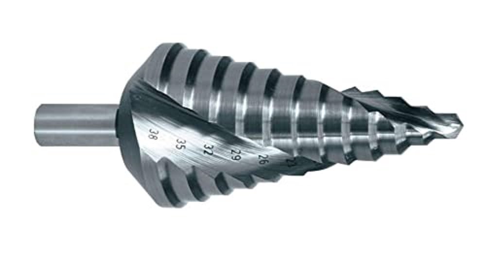 RUKO HSSE-Co 5 Spiral Fluted Step Drill Bit with Split Point, Bright Finish, 4.0-12.0 mm Diameter, Size 0/9, 65.0 mm Length, R101050-9E