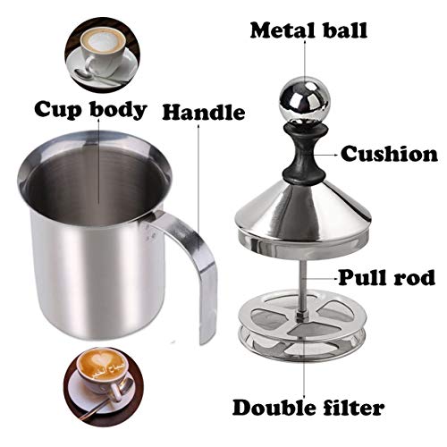 Milk Frother, HomeGoal Stainless Steel Manual Milk Foamer, Handheld