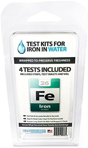 4-Pack Iron In Water Testing Kits - Fast Results Includes Test Strips, Tablets &amp; Vial