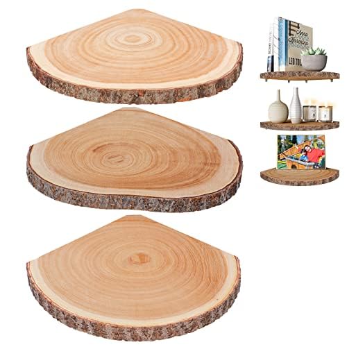 Photo 1 of Corner Floating Shelves?3Pcs Wood Corner Shelf Rustic Corner Shelves Wall Corner Shelf for Decor/Storage/Kitchen/Bedroom/Office/Living Room