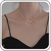 Andelaisi Boho Infinity Circle Necklace Gold Interlocking Circle Choker Necklace Vintage Circle Pendant Necklace Geometric Irregular Necklace Chain Jewelry for Women