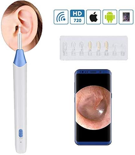 CSHope Ear Endoscope, WiFi Otoscope, Wireless Ear Endoscope with 1.3MP, Anti-Scald HD Visual Inspection Earwax Cleaning Borescope, 6 LED Lights, Suitable for Android, iOS, Tablet- (Not for Computer)
