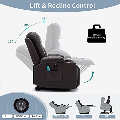 Vicluke Power Lift Recliner Chair with Massage and Heat for Elderly, Leather Electric Recliner