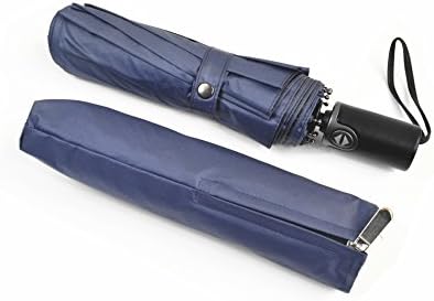 Umbrella retractable repel easy touch portable xl windproof dark blue black Travel business man's (blue)