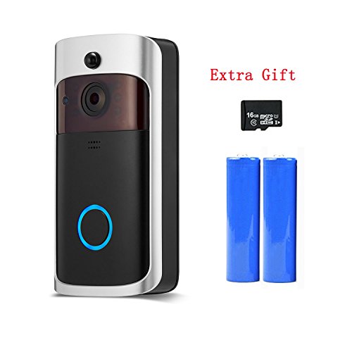 SHISHUO WIFI Smart Video Doorbell - with 16GB Micro SD Card and Batteries, 8-Month Long Standby Time, 720P HD, Two-Way Talk 170 Degree Wide Angle with Echo Cancellation, Motion Detection Security Camera