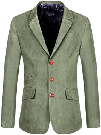 Nicelly Men Custom Fit Lapel Solid-Colored Button Suit Jacket Blazer Army Green 2XL