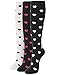 OSABASA Womens Casual Knee Socks 3Pairs Solid & Heart & Argyle &leopard Pattern Colors Fashion Socks