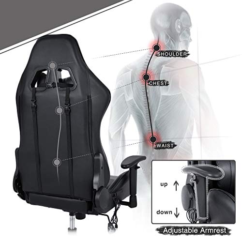 Rimiking Massage Computer Gaming ChairHigh Back PU Leather Racing Desk Office Chair, Swivel
