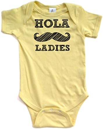 Apericots Hola Ladies Funny Spanish Mustache Short Sleeve Boys Infant Bodysuit