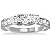 AGS Certified 1 Carat TW Diamond Three Stone Ring in 10K White Gold (K-L Color, I2-I3 Clarity)