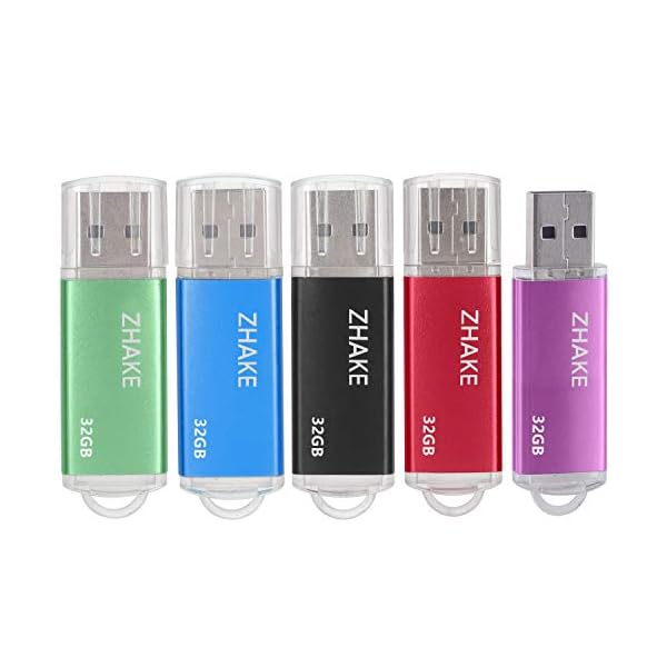 USB Sticks 32GB USB Memory Stick 2.0 Speichersticks 5 Stück Flash-Laufwerke mit Deckel, Pen Drives(5 Bunt: Schwarz Blau…