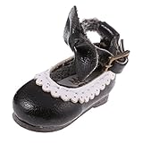 Jili Online Lovely Doll Bow Ankle Belt Shoes Fit for 12'' Blythe Dolls Clothes ACCS Black
