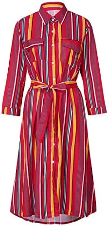 Clearance๏ผGREFER Hot Sale Women Long Sleeve Striped Maxi Dress Evening Party Long Dress