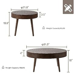 HOMPUS Round Nesting Coffee Table w Honeycomb