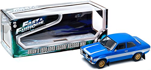 GreenLight Collectibles Fast & Furious 6 (2013) RS2000 MK1 1974 Ford Escort Replica (1:18 Scale), Blue/White